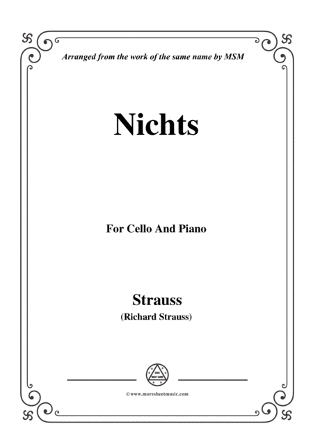 Richard Strauss Nichts For Cello And Piano Sheet Music