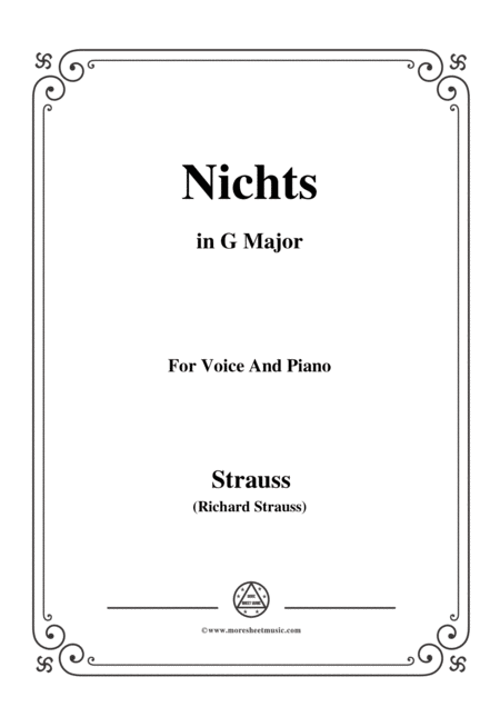 Free Sheet Music Richard Strauss Nichts In G Major For Voice And Piano