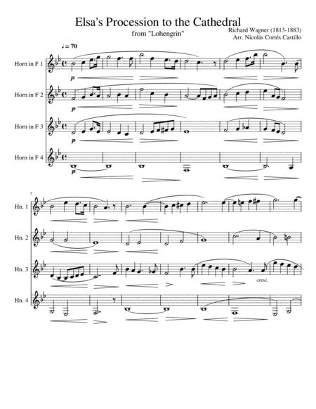 Free Sheet Music Richard Wagner Elsa Procession To The Cathedral Horn Quartet