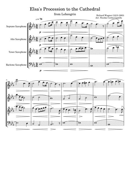 Richard Wagner Elsa Procession To The Cathedral Sax Quartet Sheet Music