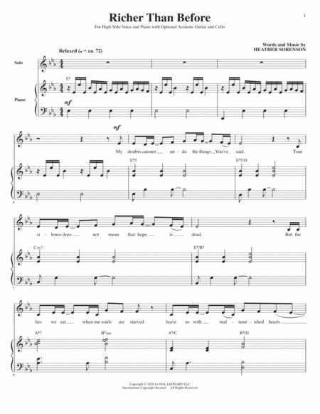 Richer Than Before For High Voice Acoustic Guitar And Cello Sheet Music