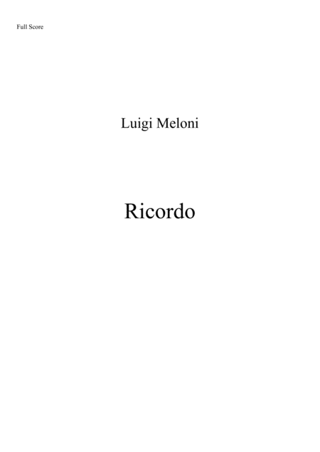 Ricordo Full Score And Set Of Parts Sheet Music