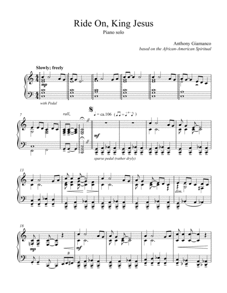 Ride On King Jesus Piano Solo Sheet Music