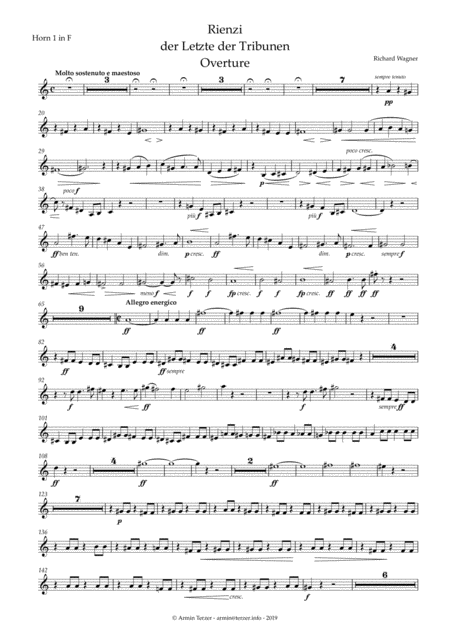 Free Sheet Music Rienzi Transposed Horn Parts 1 4