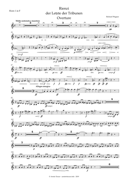 Rienzi Transposed Horn Parts 1 4 Sheet Music