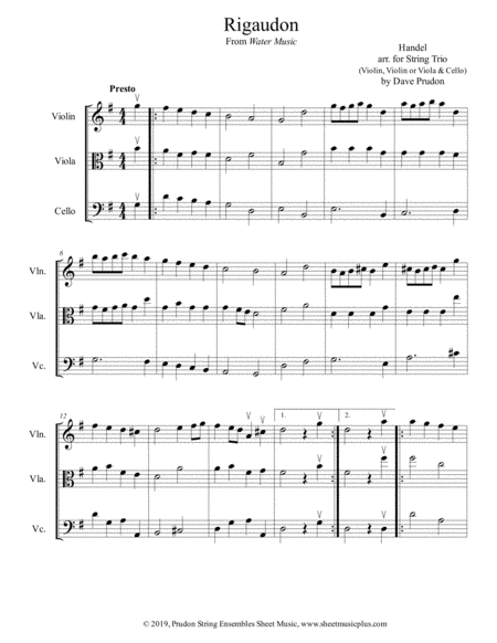 Rigaudon For String Trio Sheet Music