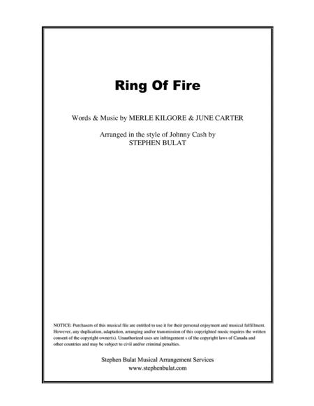 Ring Of Fire Johnny Cash Lead Sheet Key Of A Sheet Music