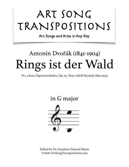 Rings Ist Der Wald Op 55 No 3 Transposed To G Major Sheet Music