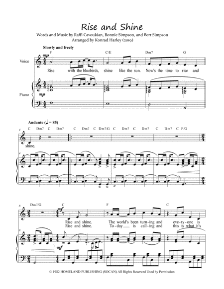 Free Sheet Music Rise And Shine