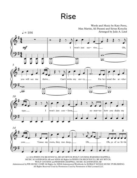 Free Sheet Music Rise Katy Perry