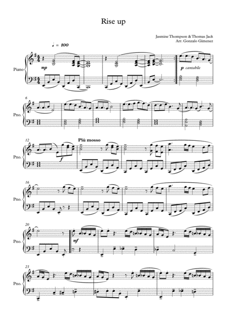 Rise Up For Piano Solo Sheet Music