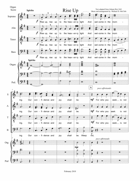 Rise Up Organ Vocal Score For Full Version W Brass Sheet Music