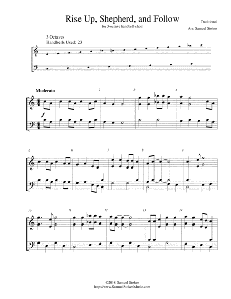 Free Sheet Music Rise Up Shepherd And Follow For 3 Octave Handbell Choir