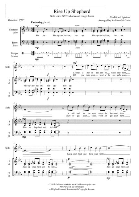 Rise Up Shepherd Traditional Spiritual Arr Kathleen Mcguire Satb A Cappella Percussion Sheet Music