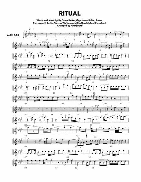 Ritual By Tiesto Jonas Blue Rita Ora Alto Saxophone Sheet Music