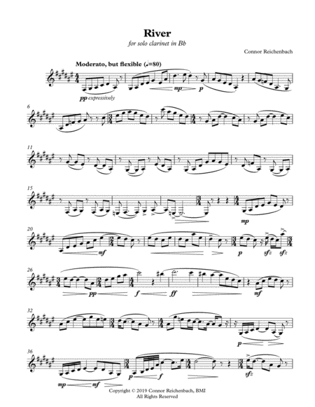 Free Sheet Music River Clarinet In Bb