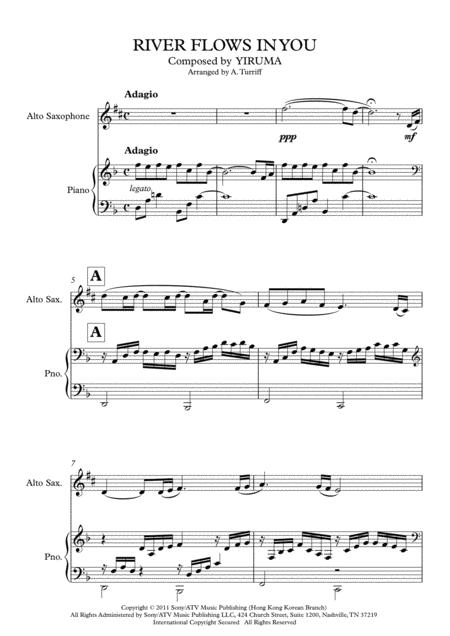 River Flows In You Alto Saxophone Score And Parts Sheet Music