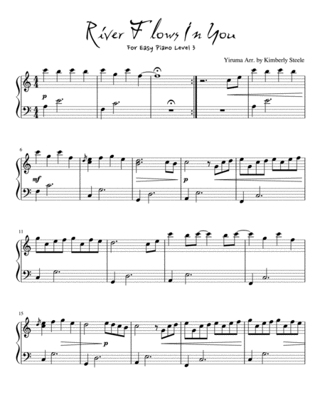 Free Sheet Music River Flows In You For Easy Piano Level 3 In A Minor