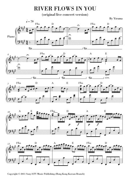 Free Sheet Music River Flows In You Original Concert Version With Chords