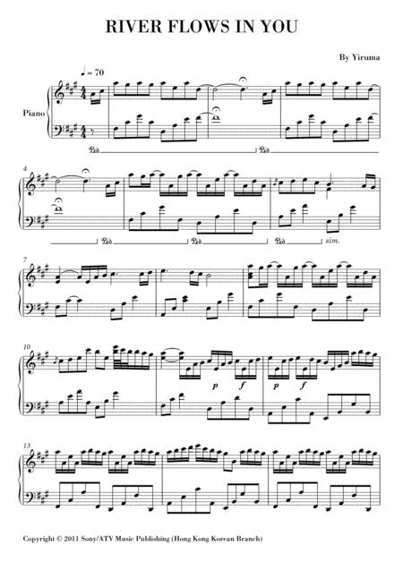 Free Sheet Music River Flows In You Version From The Cd Yiruma Best Of