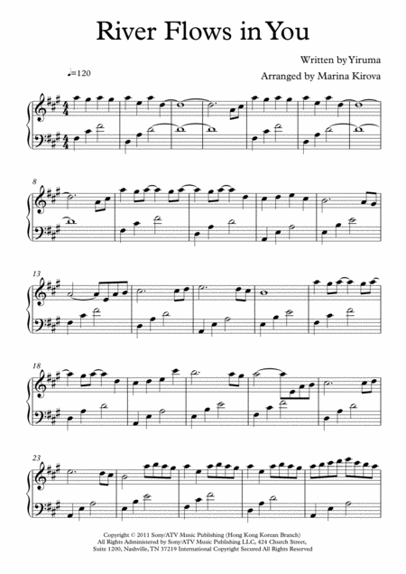 Free Sheet Music River Flows In You Yiruma Piano Easy To Read Format