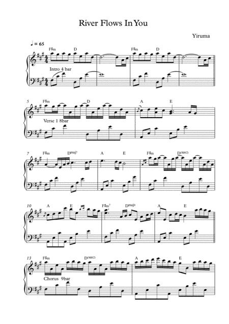 River Flows In You Yiruma Piano Sheet Music For Both Hands Sheet Music