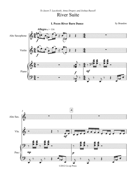 Free Sheet Music River Suite For Alto Sax Violin And Piano