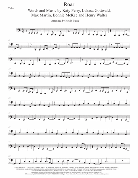 Roar Easy Key Of C Tuba Sheet Music