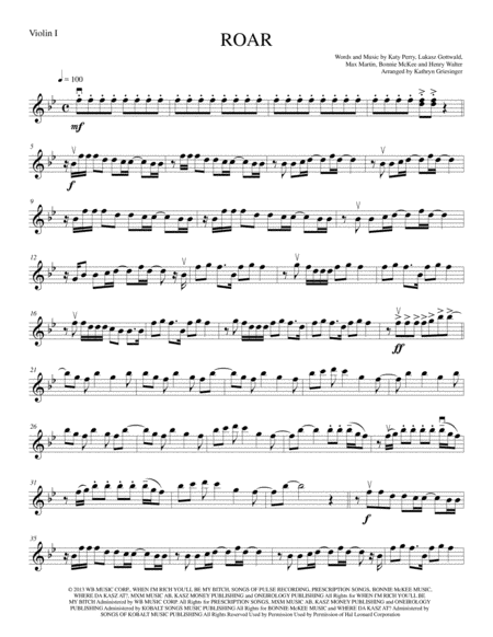 Roar String Quartet Sheet Music