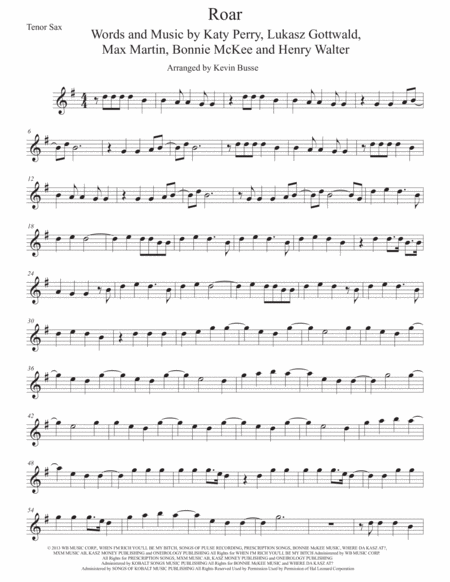 Roar Tenor Sax Sheet Music