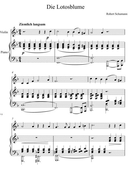 Free Sheet Music Robert Schumann Die Lotosblume Violin Solo
