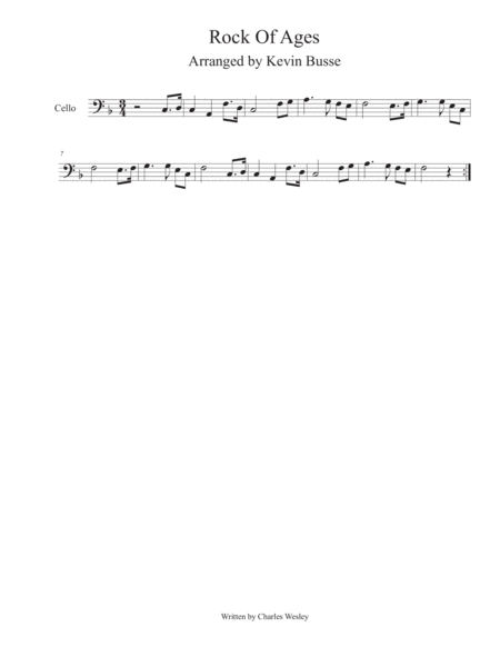 Free Sheet Music Rock Of Ages Cello