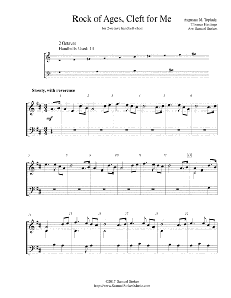 Rock Of Ages Cleft For Me For 2 Octave Handbell Choir Sheet Music