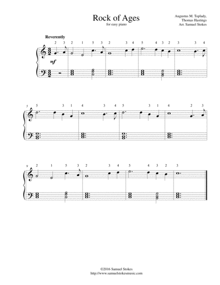 Free Sheet Music Rock Of Ages Cleft For Me For Easy Piano