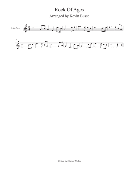 Free Sheet Music Rock Of Ages Easy Key Of C Alto Sax