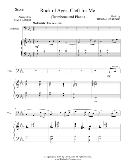 Free Sheet Music Rock Of Ages Trombone Piano And Trombone Part