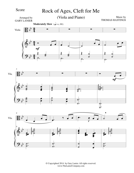 Free Sheet Music Rock Of Ages Viola Piano And Viola Part