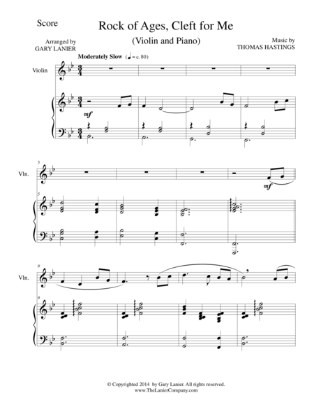 Rock Of Ages Violin Piano And Violin Part Sheet Music