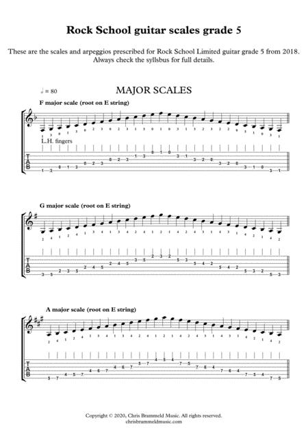 Rock School Guitar Grade 5 Scales And Arpeggios Notation And Tab Sheet Music