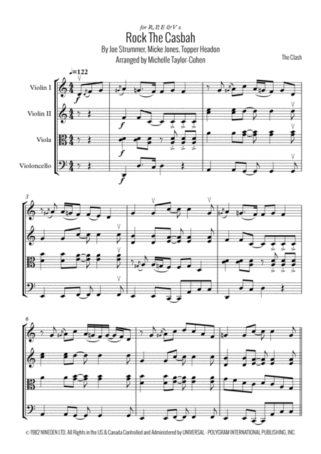 Rock The Casbah String Quartet Sheet Music