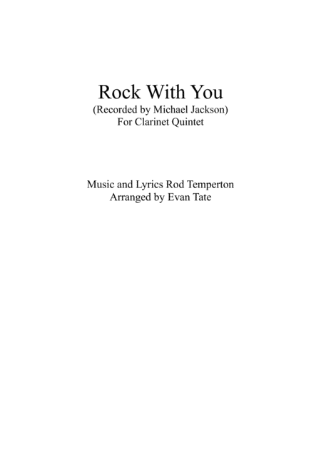 Rock With You For Clarinet Quintet Sheet Music