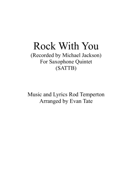 Rock With You For Saxophone Quintet Sheet Music