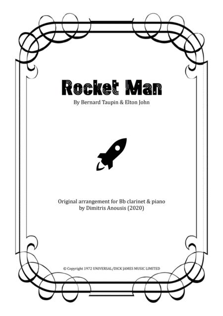 Rocket Man Bb Clarinet Piano Arrangement Sheet Music