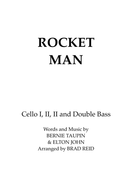 Rocket Man Cello Bass Quartet Sheet Music