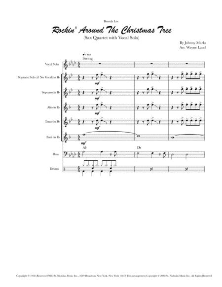 Rockin Around The Christmas Tree Saxophone Quartet W Optional Vocal Sheet Music