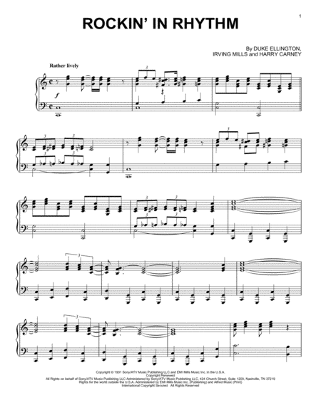 Free Sheet Music Rockin In Rhythm