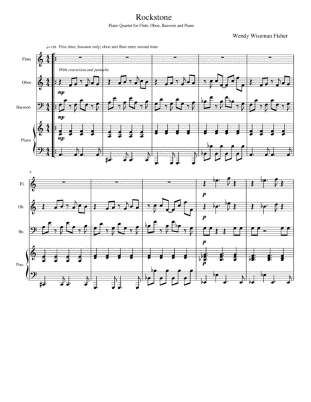 Free Sheet Music Rockstone Piano Quartet For Bassoon Oboe Flute And Piano