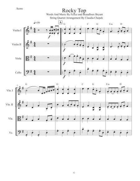 Free Sheet Music Rocky Top String Quartet