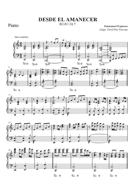 Rojo 24 7 Desde El Amanecer Piano Accompaniment Sheet Music