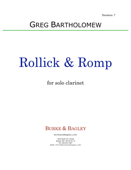 Free Sheet Music Rollick Romp For Solo Clarinet